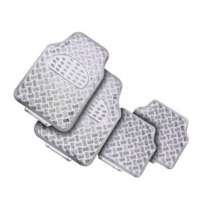 T60068 - Floor mats, rubber, aluminium design, 4pcs