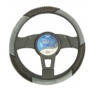 T12070 - Steering wheel cover, black-grey, rubber and velour